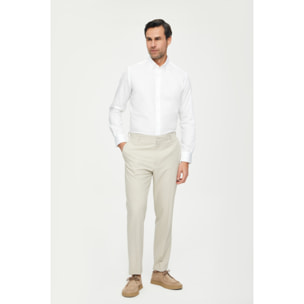 Camicia Uomo 1 Bottone Button Down Slim Twill Unito Bianco