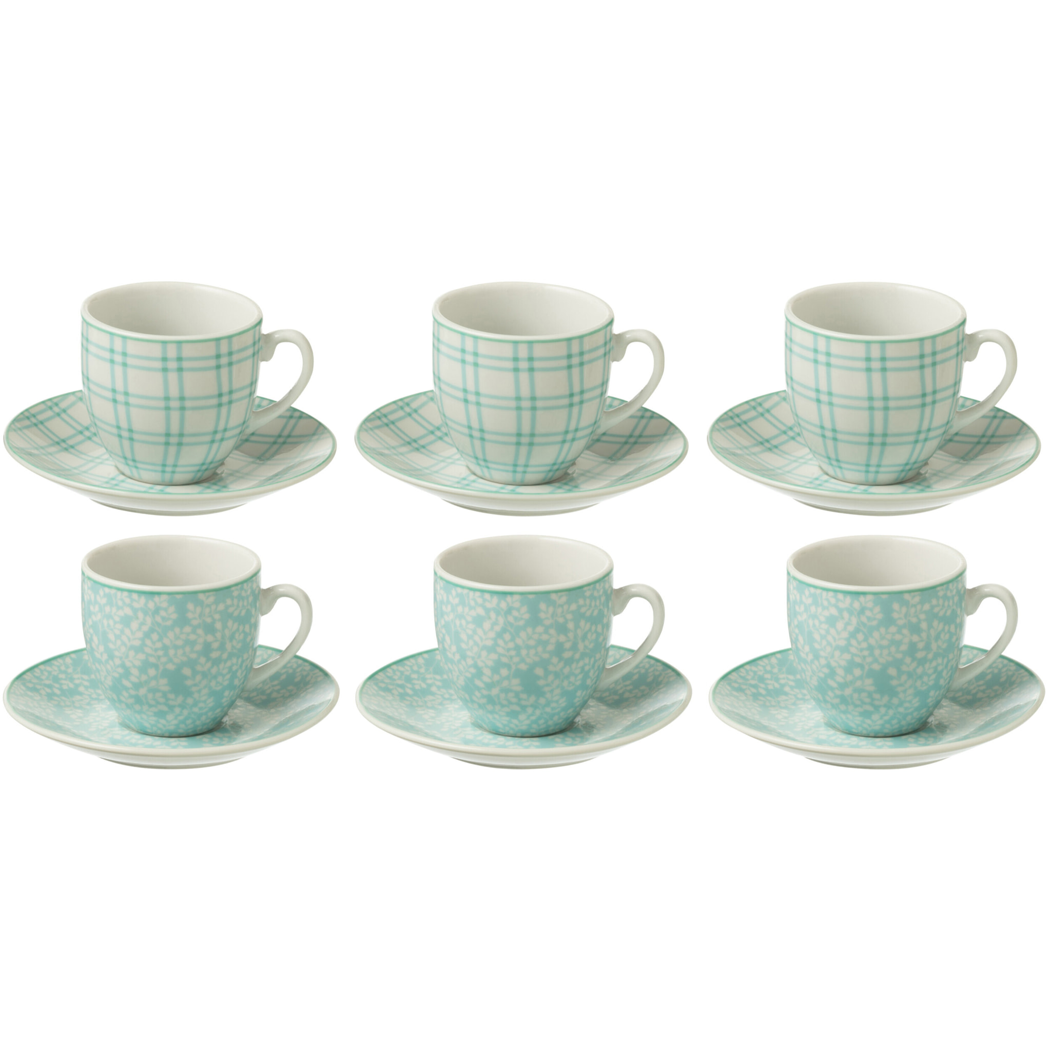 J-Line tasse + sous-tasse - céramique - bleu - boîte de 6