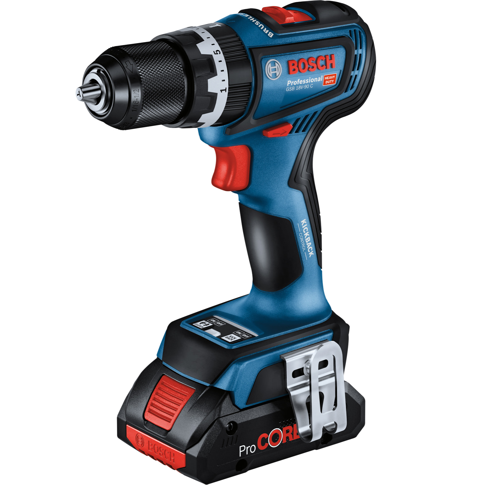 Perceuse visseuse percussion GSB 18V-90 C BOSCH - 2 batt. 4Ah Procore + GAL 18V-40 + Coffret L-Boxx - 06019K6104