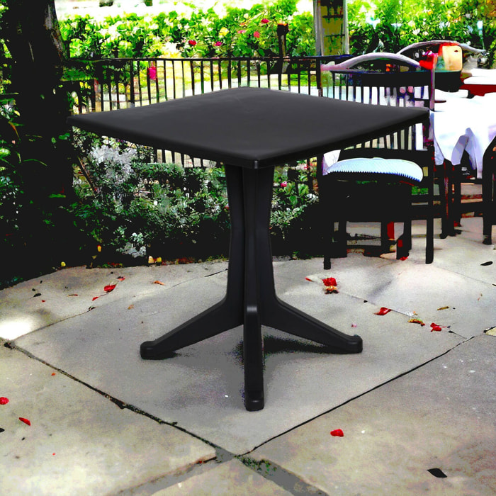 Tavolo da esterno Agostini, Ripiano quadrato fisso, Tavolino da giardino multiuso, 100% Made in Italy, 70x70h72 cm, Antracite