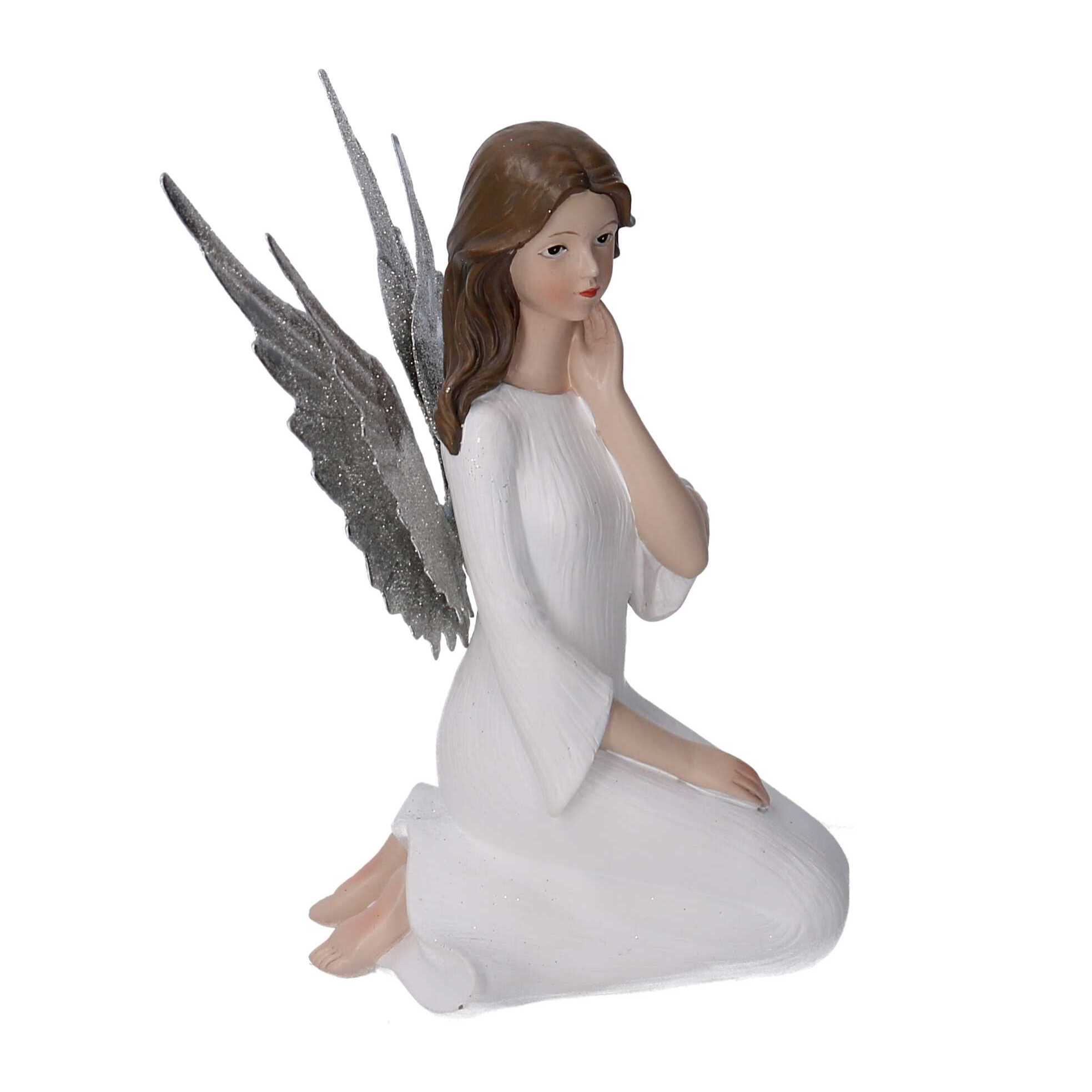 Angelo in resina bianco cm14x13h20