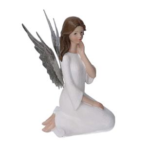Angelo in resina bianco cm14x13h20