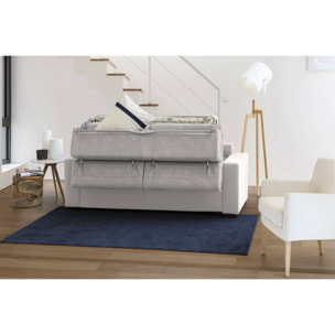 Divano Letto Alda, Divano ad angolo, 100% Made in Italy, Sofà con apertura girevole, con Penisola contenitore Sinistra, con Braccioli standard, Cm 280x95h85, Grigio