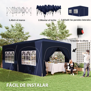 Carpa Plegable Gazebo 6x3 m Cenador Plegable con Altura Ajustable 6 Paredes Laterales Anti-UV y Bolsa de Transporte Pabellón de Jardín para Camping Fiestas