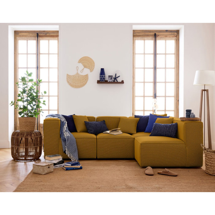 Arty - module d'assise sans accoudoirs - en tissu mailles 3D - Jaune