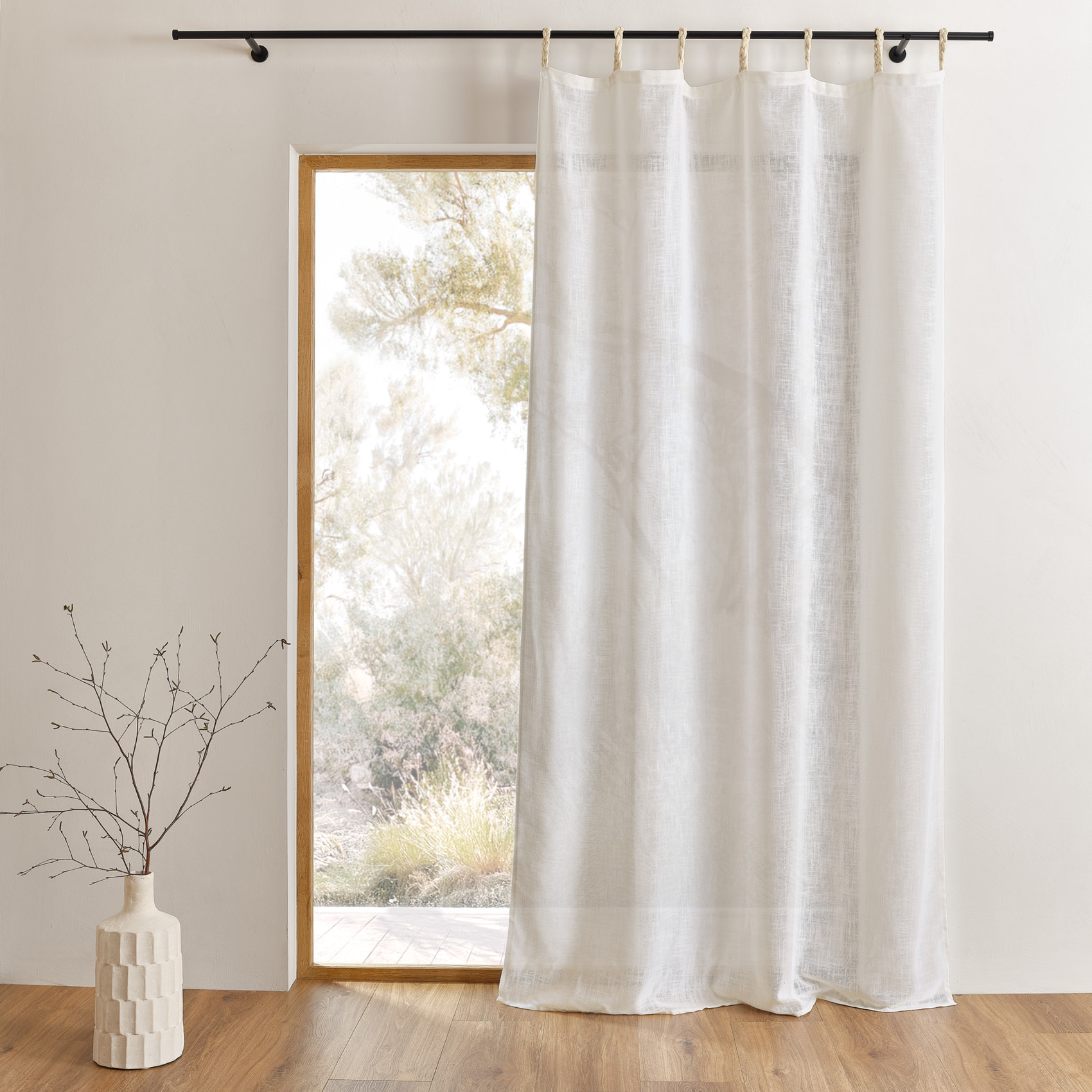 Voilage polylin à pattes tressées - Blanc