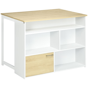 Mesa de Bar Extensible con Ala Plegable Mesa de Bistró con Compartimientos de Almacenamiento y 1 Puerta para Cocina Comedor 116x79,5x91 cm Blanco