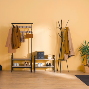 Penderie vestiaire 2 étagères "Jano" bois noir