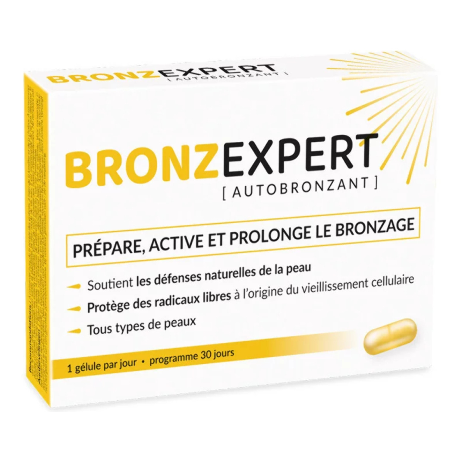 Nutriexpert - BRONZ EXPERT AUTOBRONZANT - Active et prolonge le bronzage - Soutient les défenses naturelles de la peau - Protège votre peau des radicaux libres à l'origine du vieillissement cellulaire