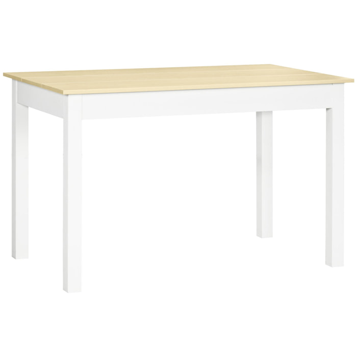 Mesa de Comedor de Madera Mesa de Cocina Rectangular para 4-6 Personas Estilo Moderno para Salón Carga 50 kg 119x70x75 cm Roble y Blanco