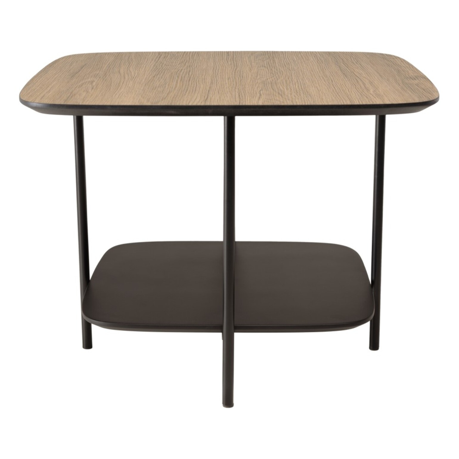 JULIA - Table basse 2 plateaux PM bi-matière mocha/noir pieds métal