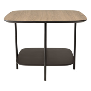 JULIA - Table basse 2 plateaux PM bi-matière mocha/noir pieds métal