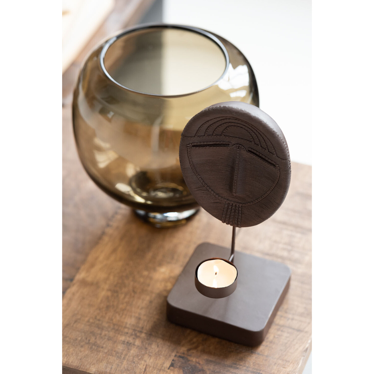 J-Line vase Sur Pied Rond - verre - marron foncé - small - Ø 14.5 cm