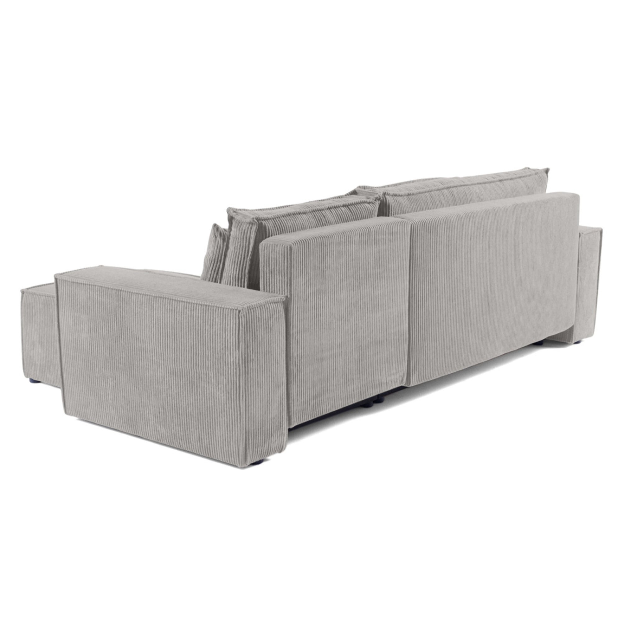 Cezanne - canapé d'angle réversible - 4 places - convertible avec coffre - en velours côtelé - Gris clair