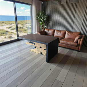 Table basse racine de teck contour bois noir ARIZONA