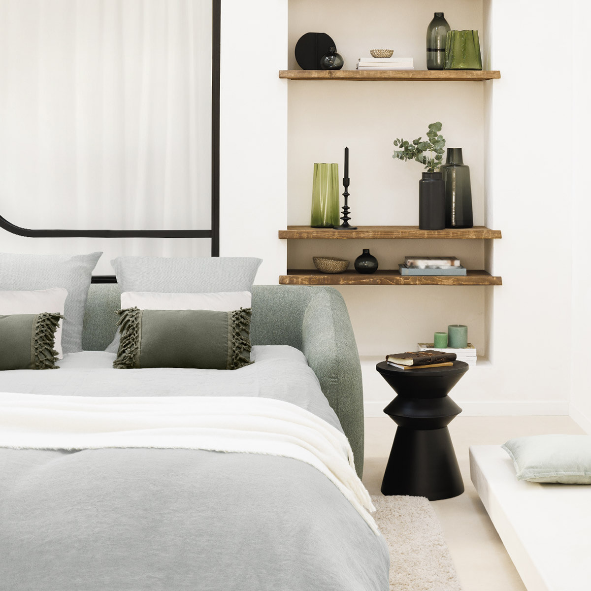 Canapé convertible Guppy - 3 places - vert cèdre