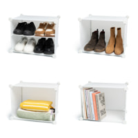 Scarpiera modulare portatile - 36 paia - bianco - 84x160x32 cm