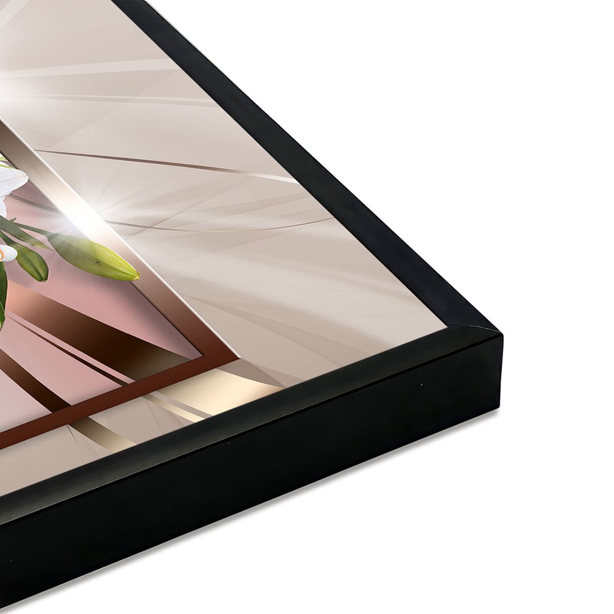 Affiche encadrée fleurs blanches élégantes Affiche + cadre en métal - Noir