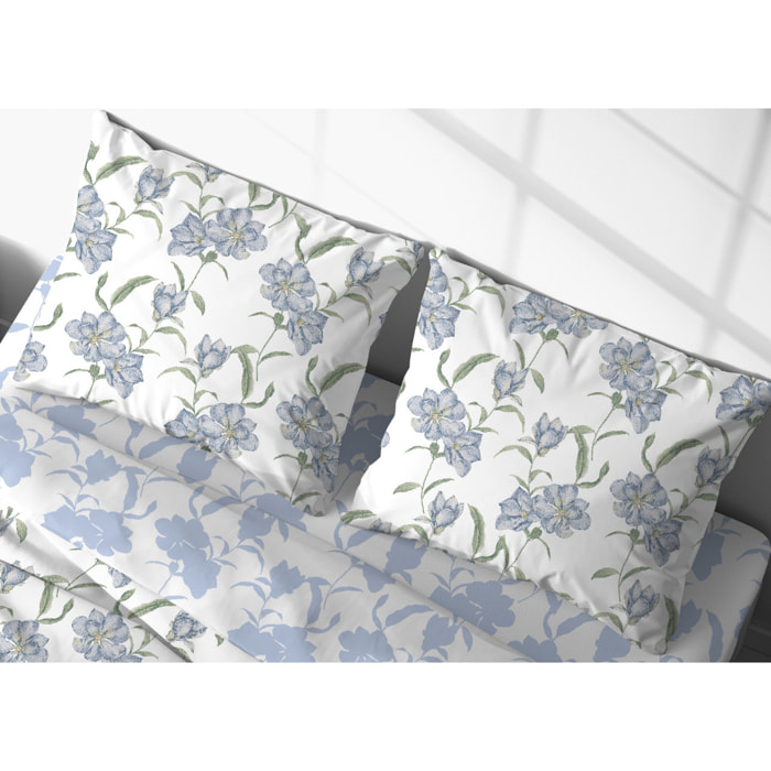 Completo Lenzuola In 100% Cotone Disegno Magnolia