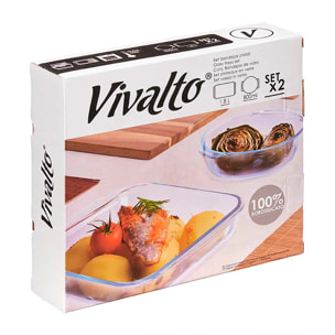 SET 2 BANDEJAS BOROSILICATO 800/1800ML