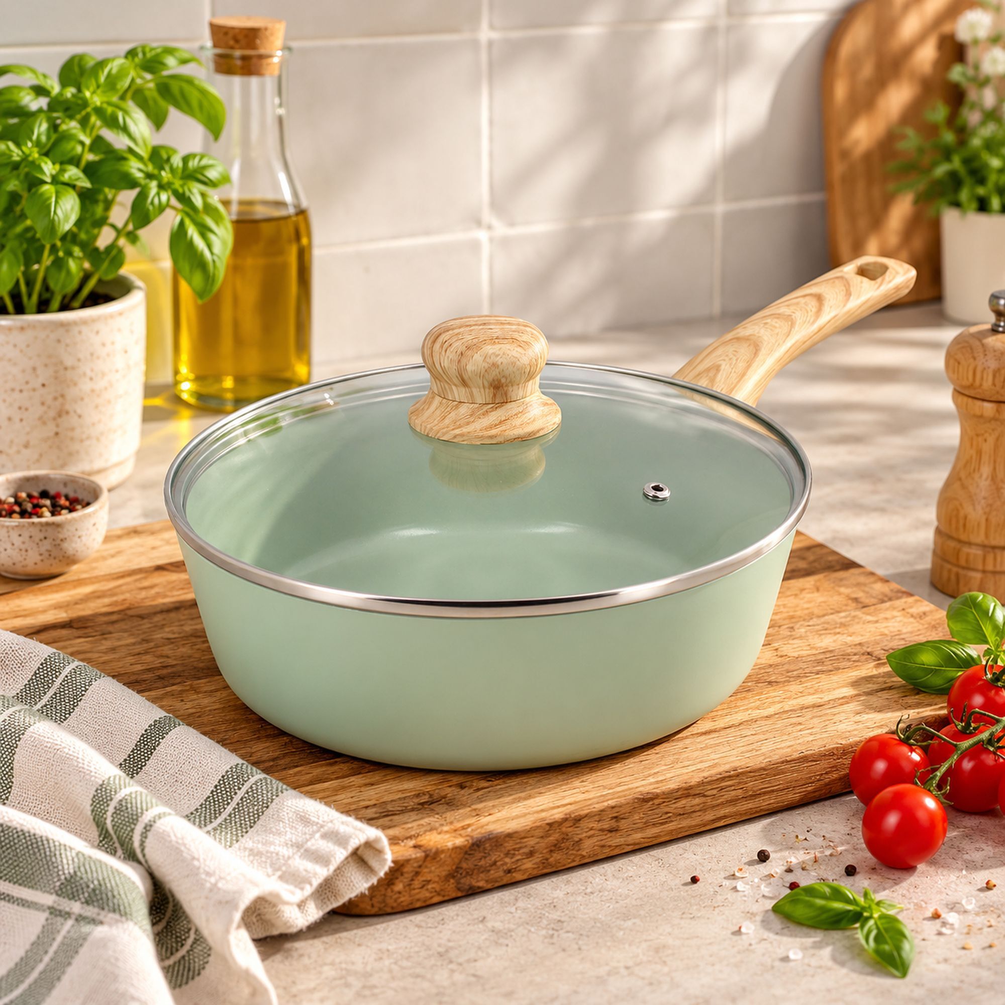 Sauteuse 24cm avec revêtement céramique céladon - tous feux COLORAMA