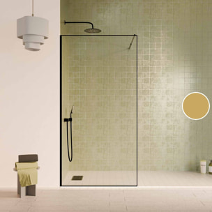 Paroi de Douche 90x200cm - Verre Anticalcaire - Encadrement Ultra-Fin - Finition Noir Mat - LEA