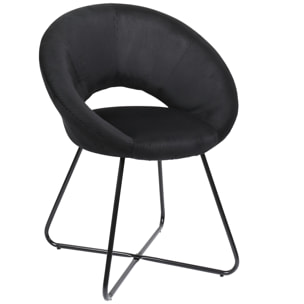 Fauteuil Rond Velours Cotele Giulia Noir