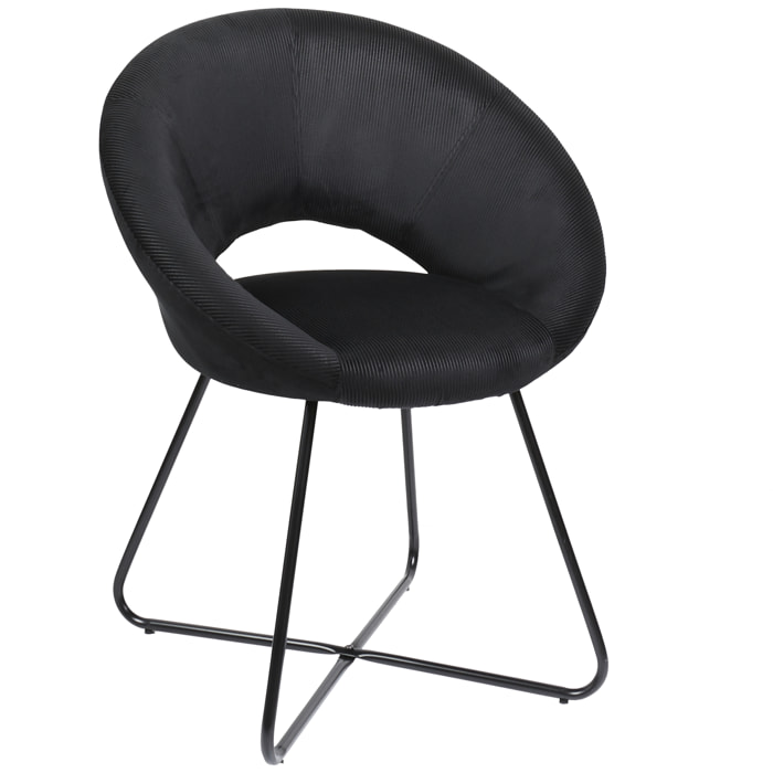 FAUTEUIL ROND VELOURS COTELE GIULIA NOIR