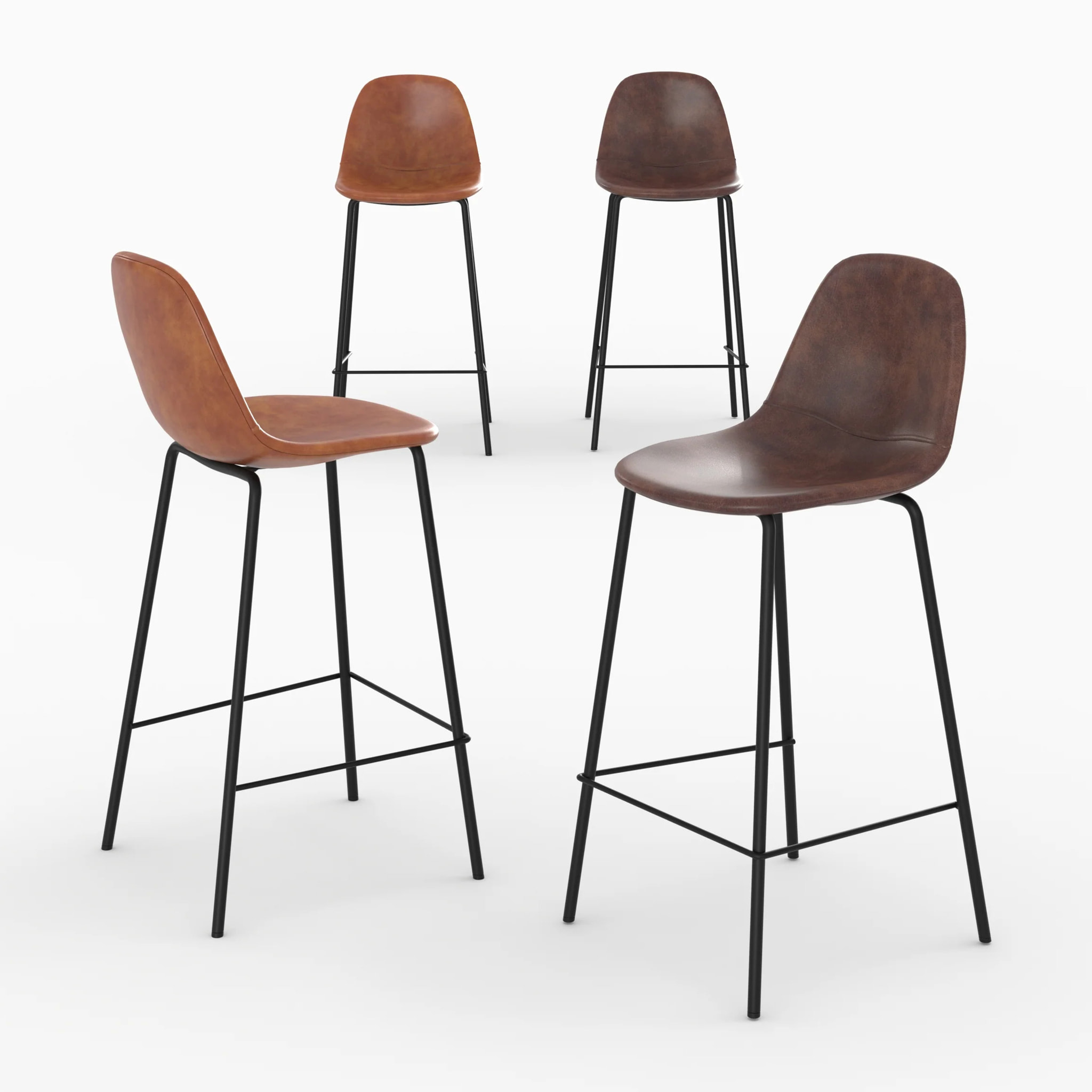 Pack 4 chaises pour îlot central camel et marron 65 cm - Henrik