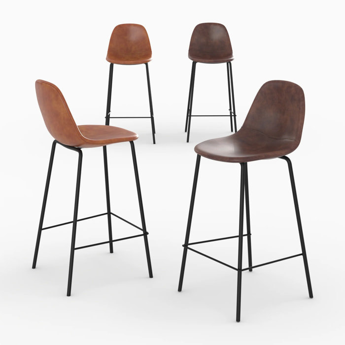 Pack 4 chaises pour îlot central camel et marron 65 cm - Henrik