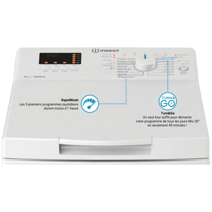 Lave linge top INDESIT BTWCS50400FR