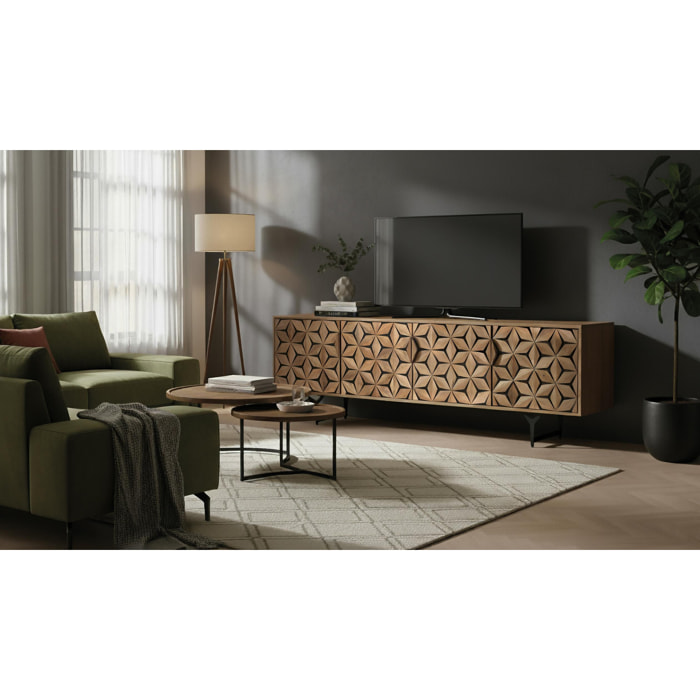 Mueble TV de Madera de Mango 177 Cm Estilo Contemporáneo Geométrico