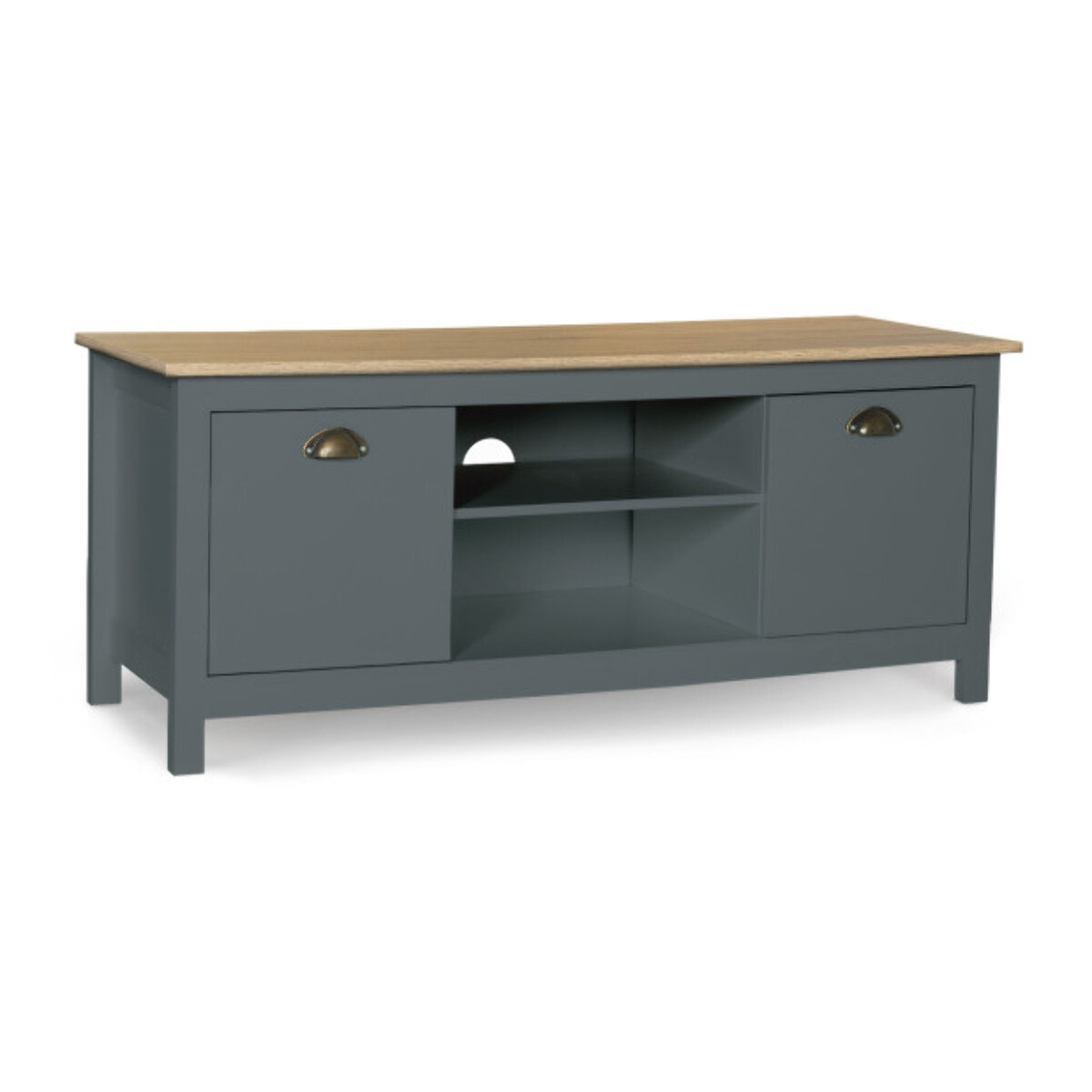 Meuble TV Ninon 2 portes - Bois - Gris