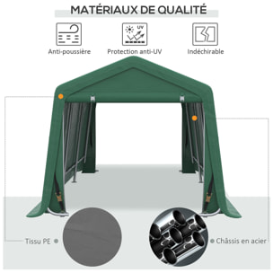 Tente garage carport dim. 6L x 3l x 2,62H m acier galvanisé PE haute densité 180 g/m² imperméable anti-UV vert