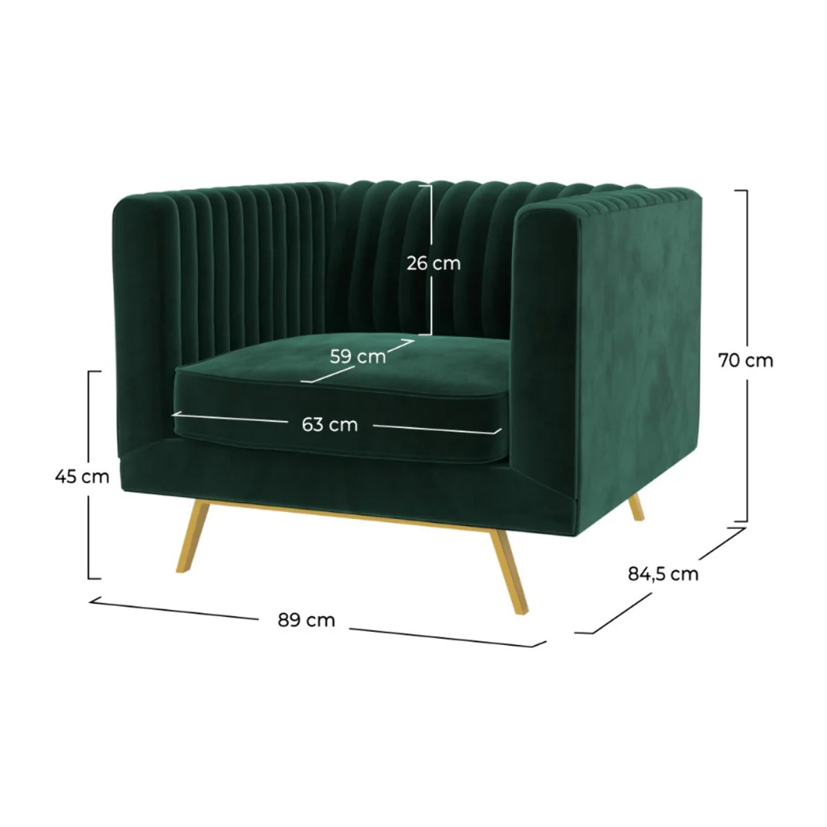 Fauteuil en velours vert foncé - Gatsby
