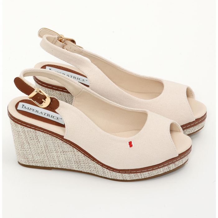 Sandali in tessuto con zeppa