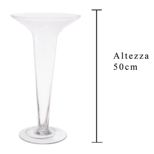 Vaso Forma Aperta Con Piedistallo. Altezza 50 Cm - Pezzi 1 - 27,5X50X27,5cm - Colore: Incolore - Bianchi Dino - Vasi E Cont. Vetro, Alzate