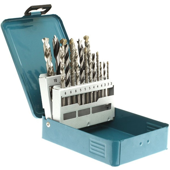 MAKITA Juego de 18 brocas cilíndricas para madera, acero y hormigón - D-46202