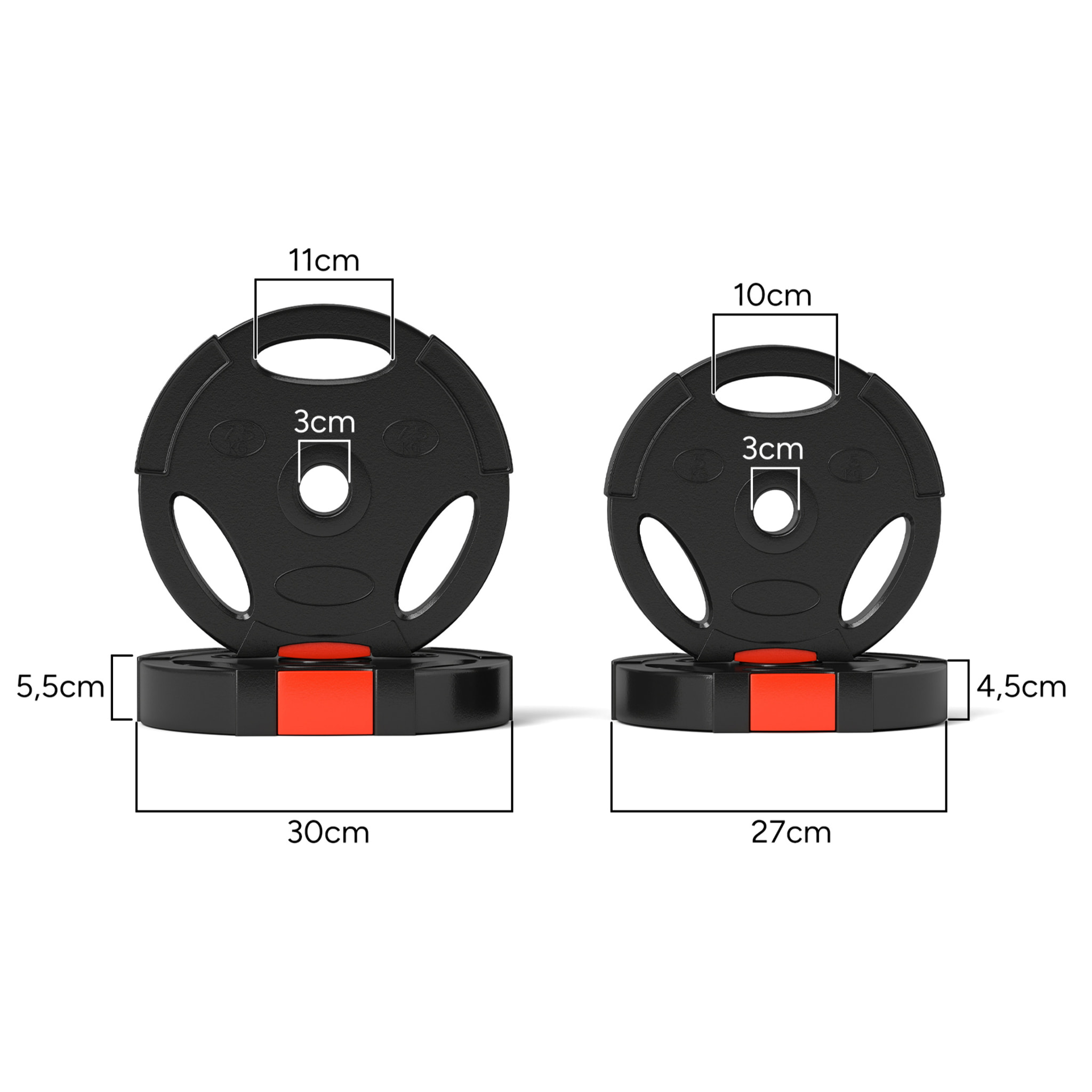 Juego de Discos Pesas de 4 Piezas Discos de Pesas Total 25 kg 2x7,5 kg 2x5 kg con Orificios de 2,5 cm para Entrenamiento Fitness en Hogar Gimnasio Negro