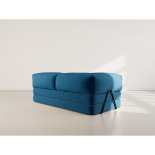 Poppy - canapé 3 places convertible en velours côtelé - Bleu