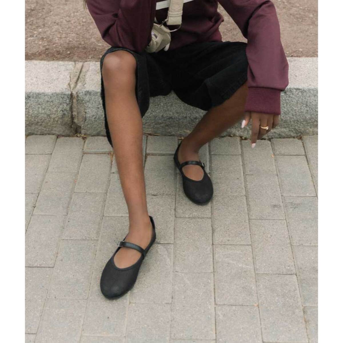 Bailarinas de malla negras con tira ajustable