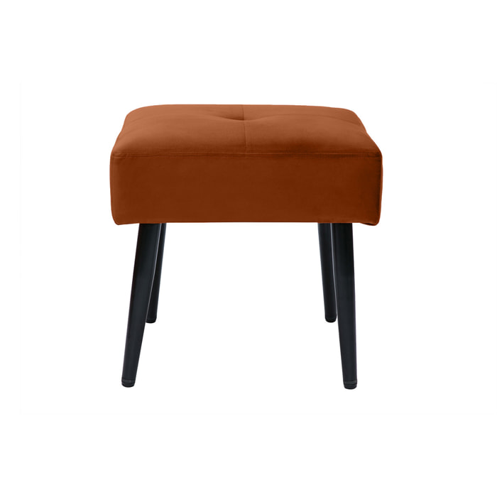 Tabouret bas en velours terre brulée et métal noir H46 cm GUESTA