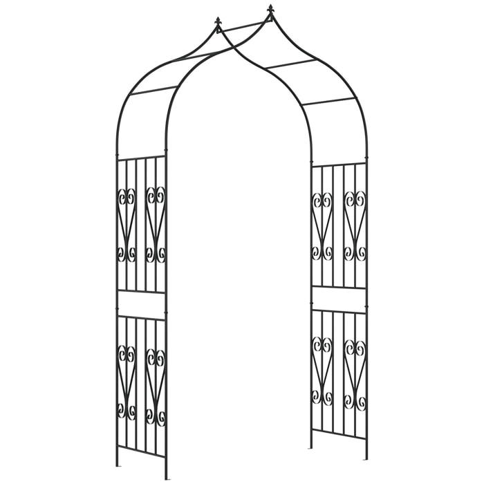 Arco de Jardín de Metal Enrejado para Trepaderas Enredaderas 140x60x265 cm Negro