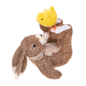 Coniglio Con Pulcino 25Xh.25 Cm - Pezzi 1 - 25X25X19cm - Colore: Marrone - Bianchi Dino - Articoli Primaverili E Pasquali