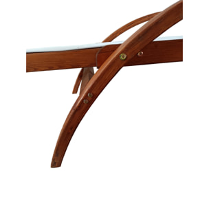 Transat en bois et toile PVC blanc ACATE