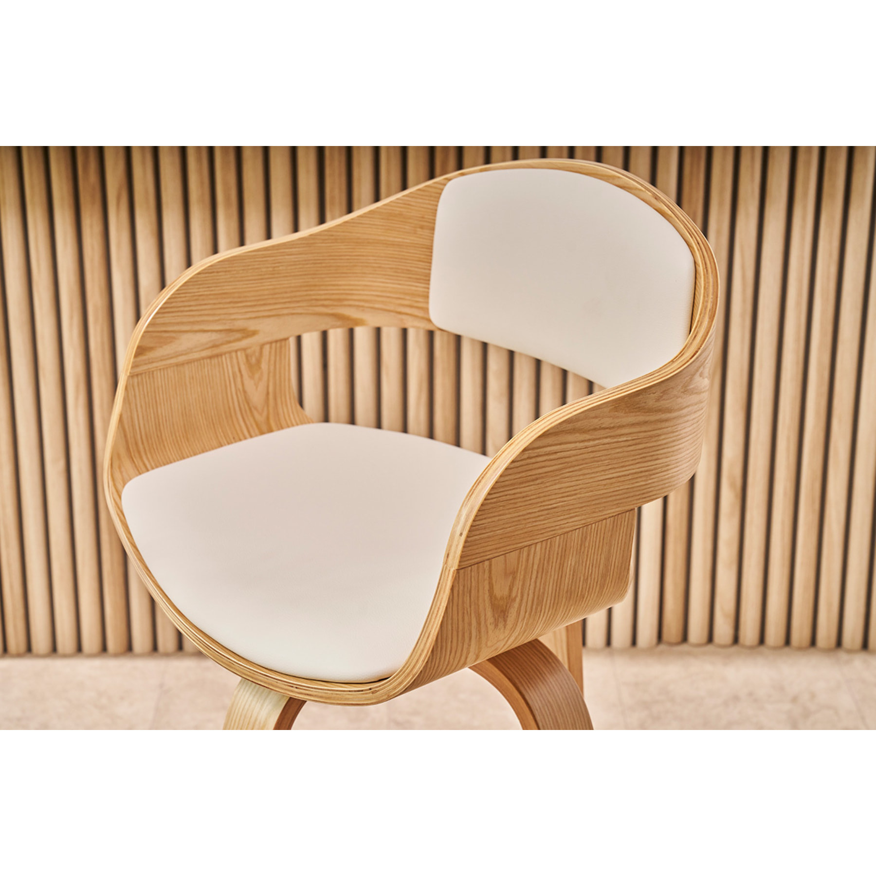 Tabouret de bar design pivotant blanc et bois clair H67.5 cm GAO