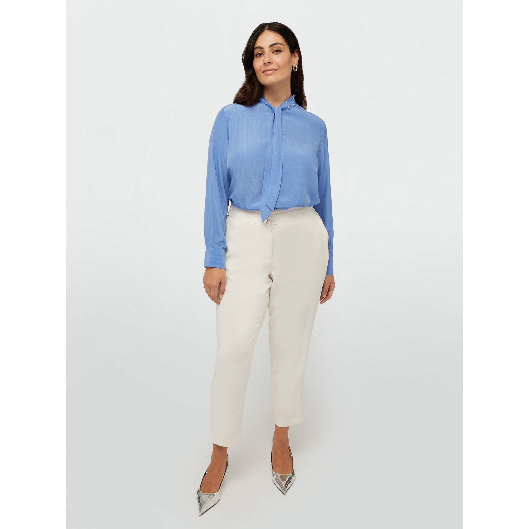 Fiorella Rubino - Camisa con bordado y fajin - Light - blue