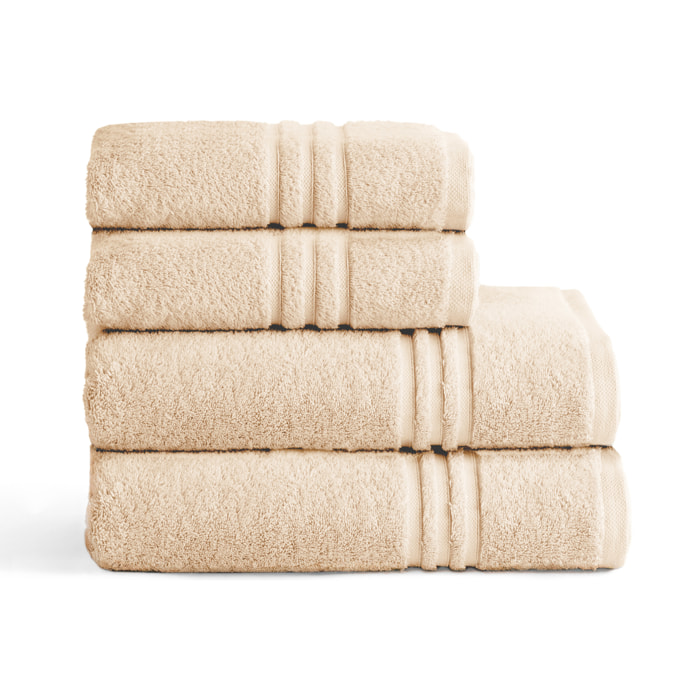 Set de serviettes éponge 100% Coton Éponge Peigné - 700 g/m2 BEIGE