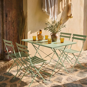 Table de jardin bistrot pliante métal + 4 assises EMILIA