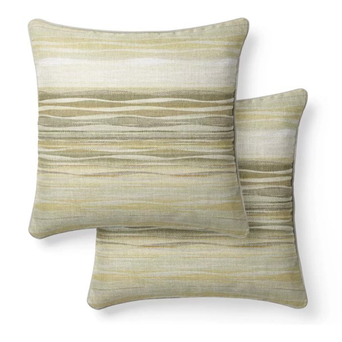 Lot de 2 taies satin de coton imprimé jaune ecru Strates limoni